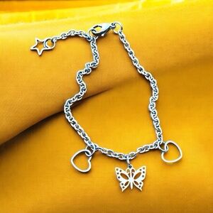 🆕 Butterfly Hearts and Stars Anklet Stainless Steel